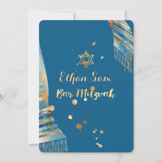 PixDezines DIY Hintergrundfarbe/Talit/Mitzvah Einladung (Vorderseite)