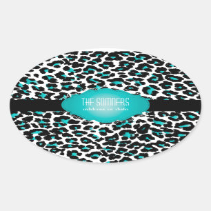 PixDezines DIY-Hintergrundfarbe/teal Gepard Ovaler Aufkleber