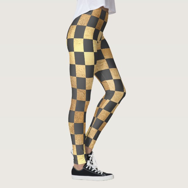 PixDezines DIY-Imitate Gold/Schachbrettmuster Leggings (Rechts)