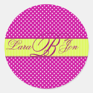 PixDezines DIY Polka-Punkte/limettengrün+fuchsia Runder Aufkleber