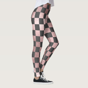 PixDezines DIY Rose/Imitat Gold/Checkered Leggings