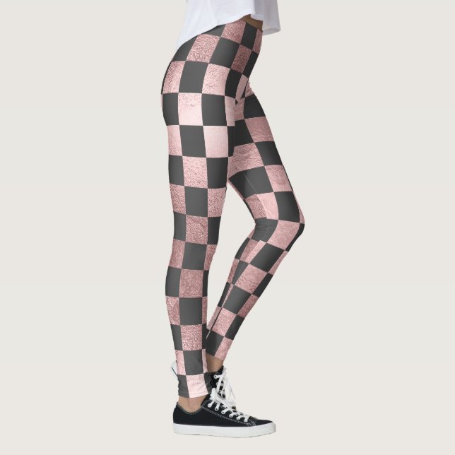 PixDezines DIY Rose/Imitat Gold/Checkered Leggings (Rechts)