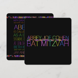 PixDezines DIYcolor/neon/bat mitzvah Einladung