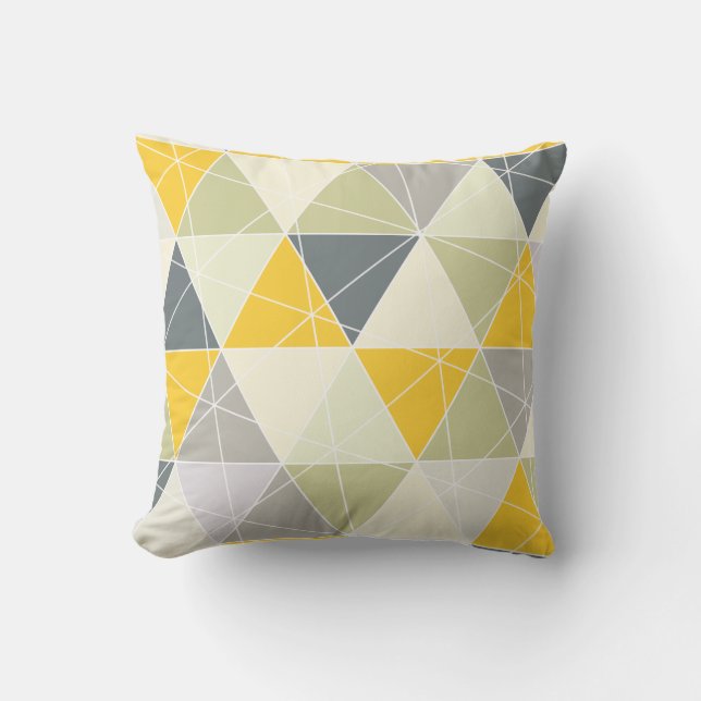 PixDezines Dreiecke Geometrie/Gelb/Grau Kissen (Vorderseite)