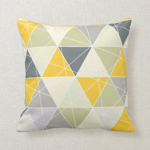 PixDezines Dreiecke Geometrisch/Gelb/Grau Kissen