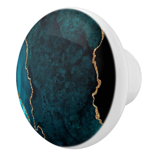 PixDezines Dunkle Aquamarine Agate Keramik Knob Keramikknauf (Rechts)