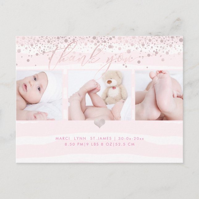 PixDezines Dusche Danke / Dazzled Blush Pink Postkarte (Vorderseite)
