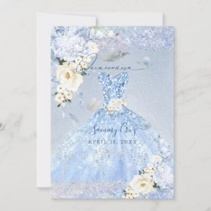 PixDezines Dusty Blue Rose Quinceanera Kleid Einladung