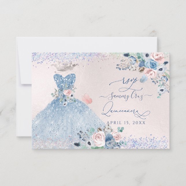 PixDezines Dusty Pink Blue Peonies UAWG Einladung (Vorderseite)