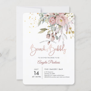 PixDezines Dusty Rose Eucalyptus Brunch+Bubbly Einladung