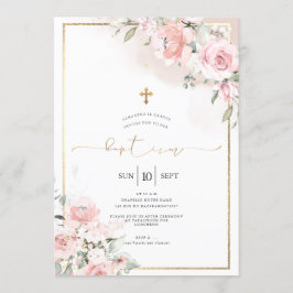 PixDezines Dusty Rose, Rustikale Aquarelltaufe Einladung