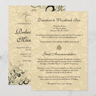 PixDezines EBONY WIRBEL/IVORY BAROQUE DAMASK Einladung