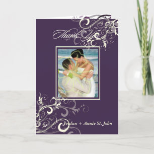 PixDezines Eggplant Spirls Photo Cartes de remerci