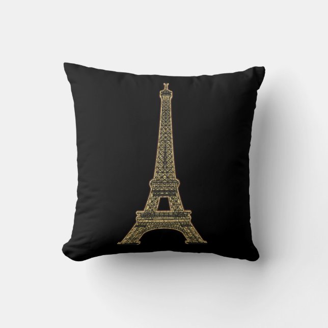 PixDezines eiffel Turm/Imitat Gold/DIY-Farbe Kissen (Vorderseite)