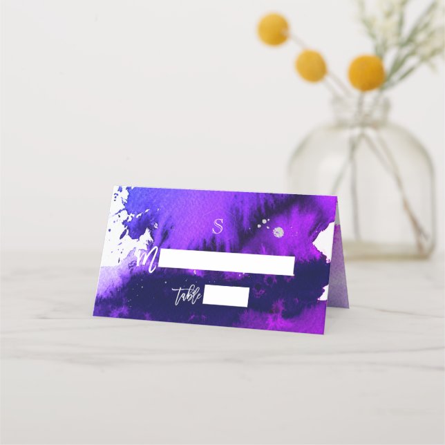 PixDezines Electric Lila Watercolor Bar Mitzvah Platzkarte (Vorderseite)
