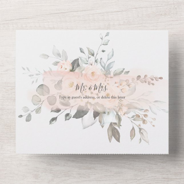 PixDezines Elegant Blush Peonies All In One Einladung (Vorderseite)