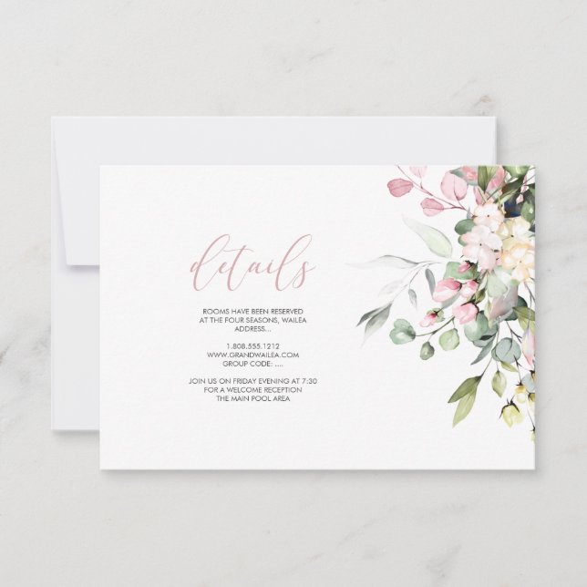 PixDezines Elegant Blush Pink Eukalyptus DETAILS Einladung (Vorderseite)