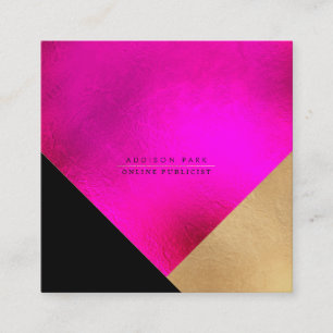 PixDezines Elegant Faux Gold Hot+Flashy Pink Quadr Quadratische Visitenkarte