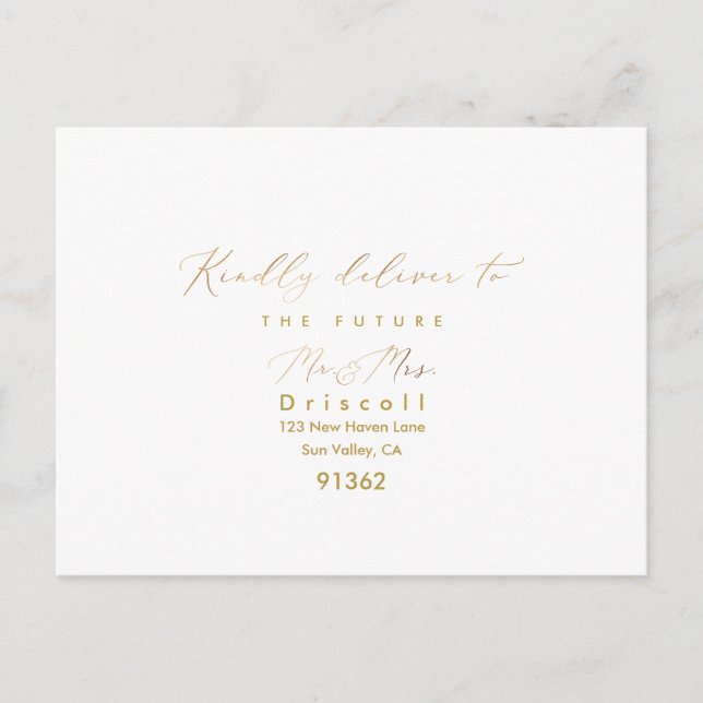 PixDezines Elegant Gold Calligraphy UAWG w Meal Einladungspostkarte (Vorderseite)