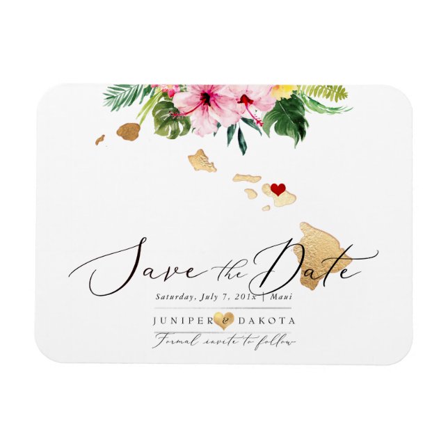 PixDezines Elegant Hawaiian DIY Karte Save the Dat Magnet (Horizontal)