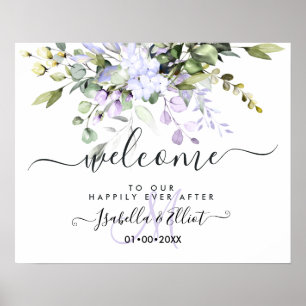 PixDezines Elegant Lila Eukalyptus Willkommen Poster