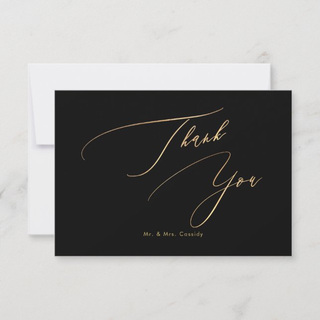 PixDezines Elegant Luxe Calligraphy Imitate Gold Dankeskarte (Vorderseite)