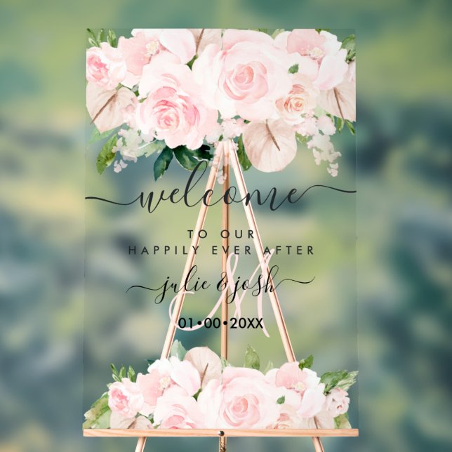PixDezines Elegant Rosa Roses Anthuriums Acrylschild (Neutral)