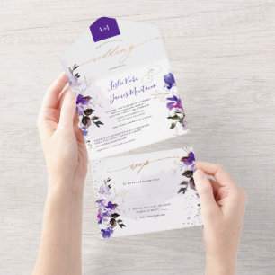 PixDezines Elegant Violet Lila All In One Einladung
