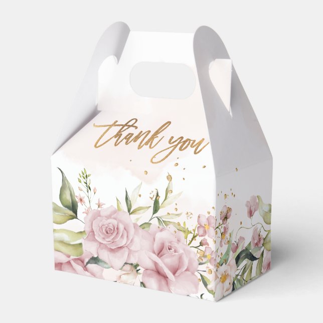 PixDezines Elegant Wasserfarbe Rosen rosa Rosen Geschenkschachtel (Rückseite)