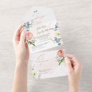 PixDezines Elegante Blush-Pfingstrosen All In One  Einladung
