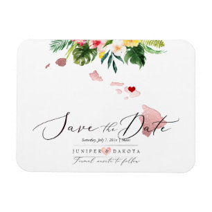 PixDezines Elegante hawaiianische Karte Save the D Magnet
