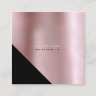 PixDezines Elegante Imitate Rose Gold+Schwarz Quadratische Visitenkarte