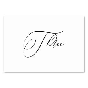 PixDezines Elegante romantische Kalligrafie Drei 3 Tischnummer