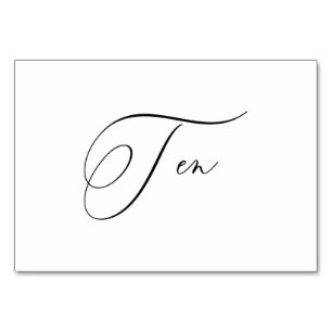 PixDezines Elegante romantische Kalligrafie Zehn 1 Tischnummer
