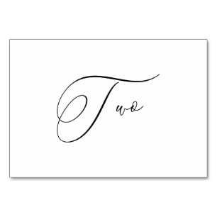 PixDezines Elegante romantische Kalligrafie Zwei 2 Tischnummer