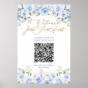 PixDezines Elegante Staublila Rosen QR Sitzplan Poster