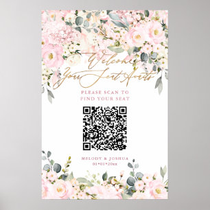 PixDezines Eleganter Dusty Blush Hyde QR Sitzplan Poster