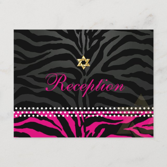 PixDezines Empfang/Hot-Pink-Zebra/Fledermaus-Mitzv Begleitkarte (Vorderseite)