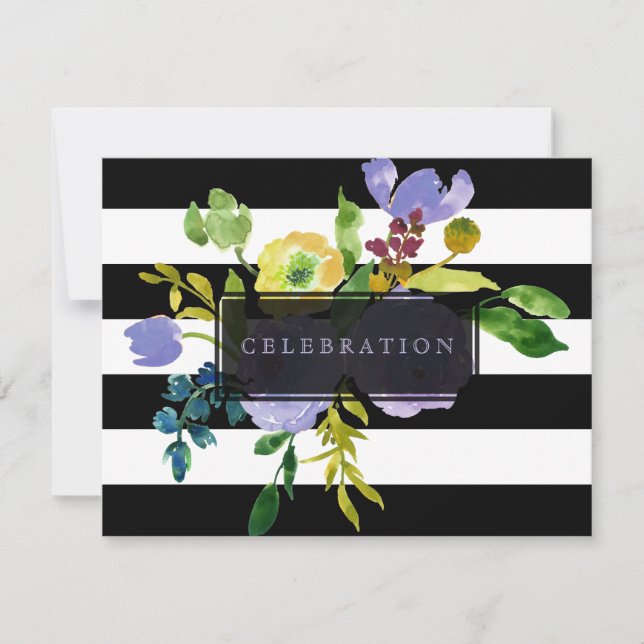 PixDezines Empfang mitzvah/DIYstripes/floral Einladung (Vorderseite)