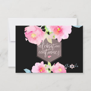PixDezines Empfang Watercolor Blume Mitzvah ✡ RSVP Karte