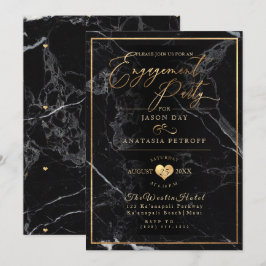 PixDezines Engagement Party Marmor/Imitat Gold Einladung