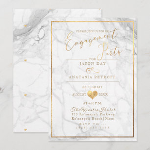 PixDezines Engagement Party Marmor/Imitat Gold Einladung