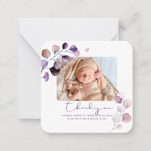 PixDezines Eucalyptus Baby Shower Vielen Dank Mitteilungskarte (Vorderseite)