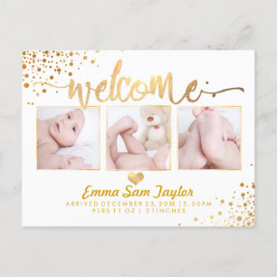 PixDezines Faire-part de naissance/Faux Gold