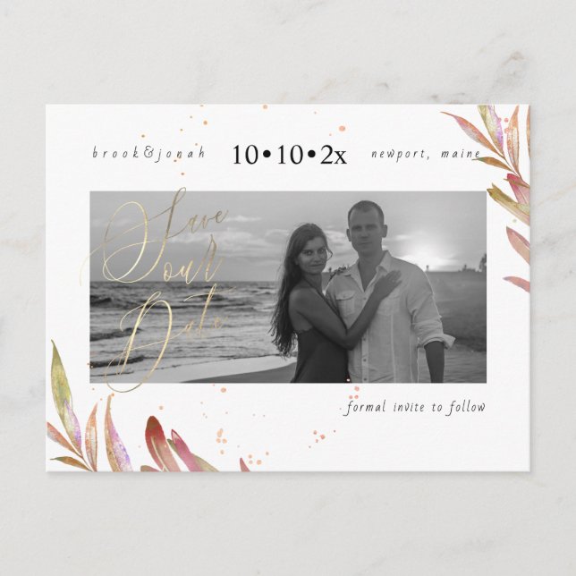 PixDezines Fall Foliage Rettete unser Datum Postkarte (Vorderseite)