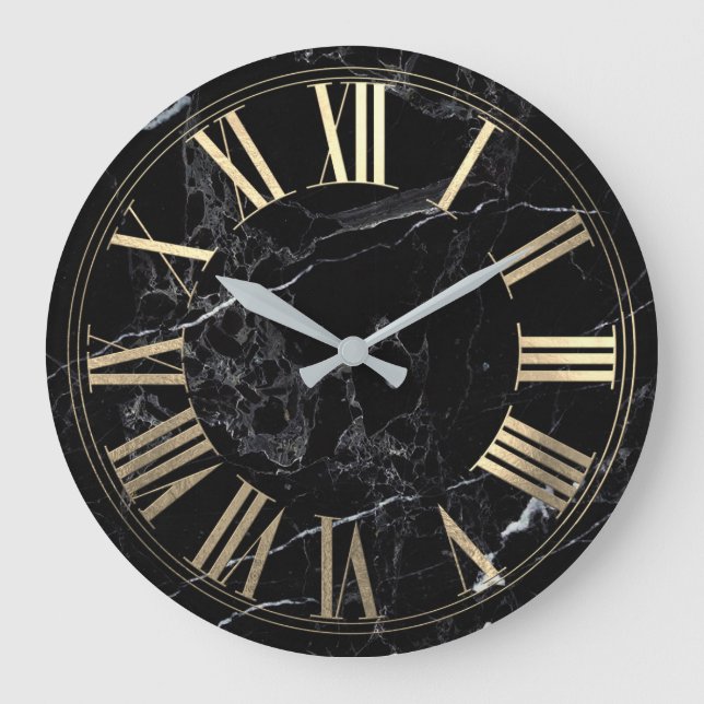 PixDezines FALSCH GOLD ROMAN NUMEROS Große Wanduhr (Vorderseite)