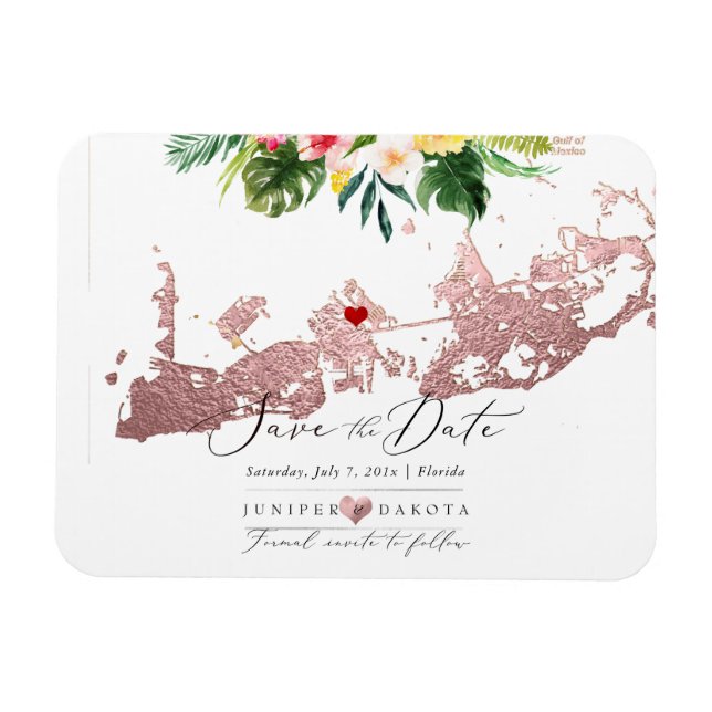 PixDezines Falsch Rose Gold Key West Map, DIY hear Magnet (Horizontal)