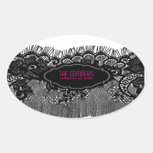 PixDezines falsche Spitze / DIY Hintergrundfarbe Ovaler Aufkleber