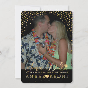 PixDezines Falsches Gold-Konfetti/Herz/ Datum spei Save The Date