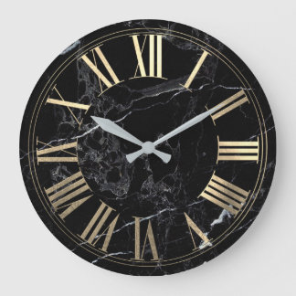 PixDezines FALSCHES GOLD RÖMISCHE ZAHLEN Große Wanduhr